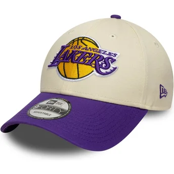 Mützen gebogen beige verstellbares band 9FORTY Colour Block der Los Angeles Lakers NBA von New Era