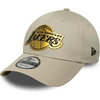 Mützen gebogen beige snapback 9FORTY Metallic der Los Angeles Lakers NBA von New Era