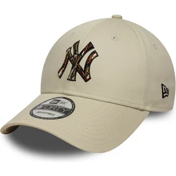 Mützen gebogen beige verstellbares band 9FORTY Camo Infill der New York Yankees MLB von New Era