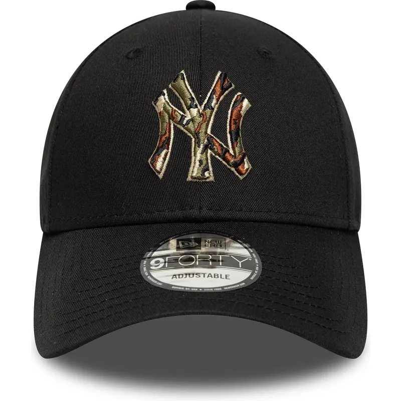 schwarze-verstellbare-curved-cap-9forty-camo-infill-der-new-york-yankees-mlb-von-new-era