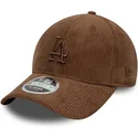 braune-verstellbare-curved-cap-mit-braunem-logo-9forty-m-crown-cord-der-los-angeles-dodgers-mlb-von-new-era