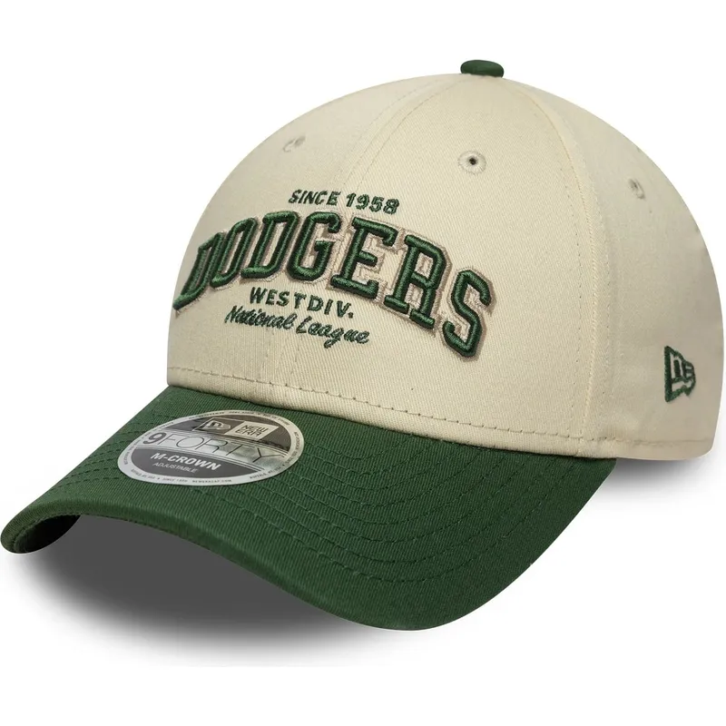 beige-und-grune-verstellbare-curved-cap-9forty-m-crown-wordmark-der-los-angeles-dodgers-mlb-von-new-era