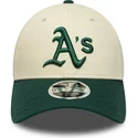 casquette-courbee-beige-et-verte-snapback-9forty-m-crown-oakland-athletics-mlb-new-era