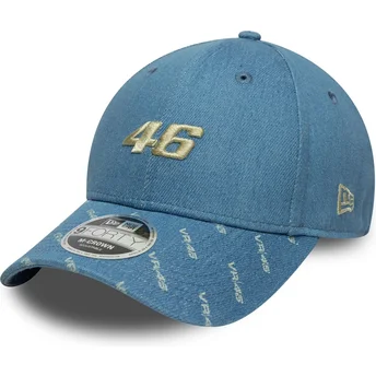 Mützen gebogen blau snapback 9FORTY M-Crown Denim der Valentino Rossi VR46 MotoGP von New Era