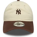 casquette-courbee-beige-et-marron-ajustable-9twenty-mini-washed-new-york-yankees-mlb-new-era