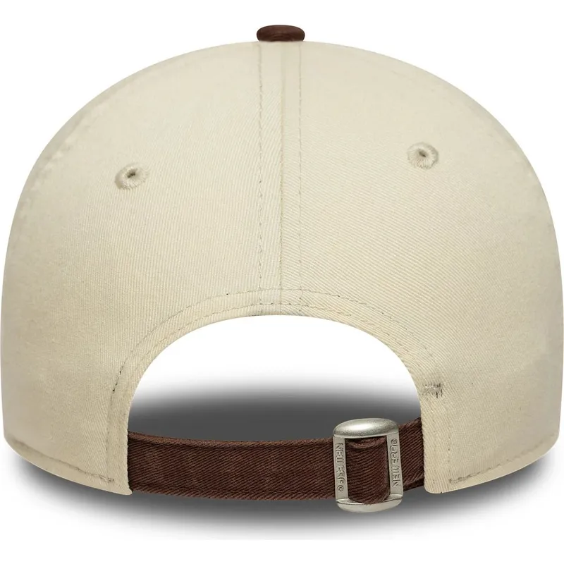 gebogene-beige-und-braune-verstellbare-kappe-9twenty-mini-washed-der-new-york-yankees-mlb-von-new-era