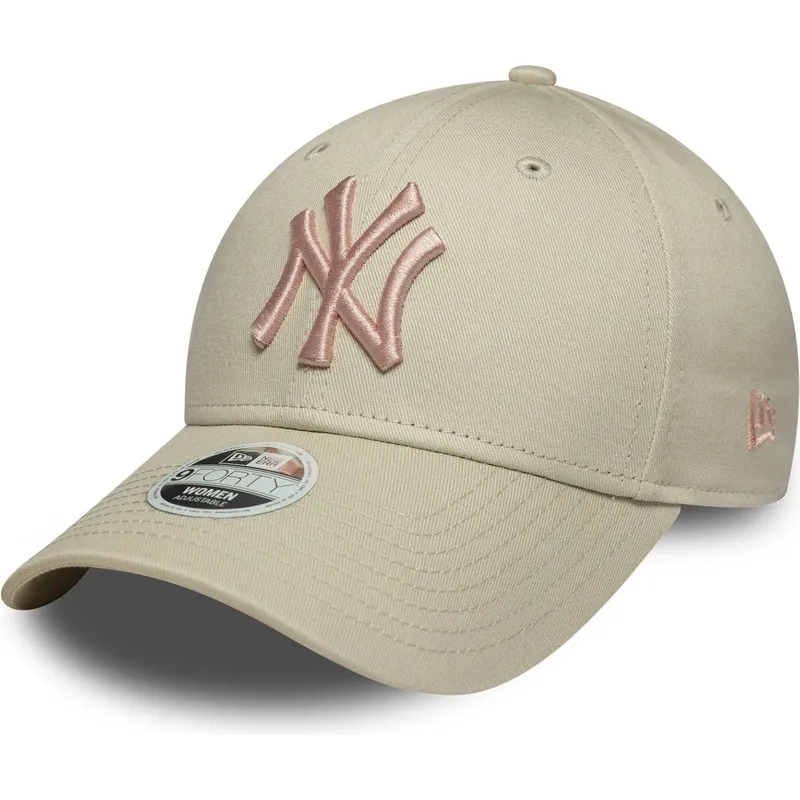 beige-gebogene-verstellbare-kappe-mit-rosa-logo-fur-damen-9forty-league-essential-der-new-york-yankees-mlb-von-new-era beige-gebogene-verstellbare-kappe-mit-rosa-logo-fur-damen-9forty-league-essential-der-new-york-yankees-mlb-von-new-era