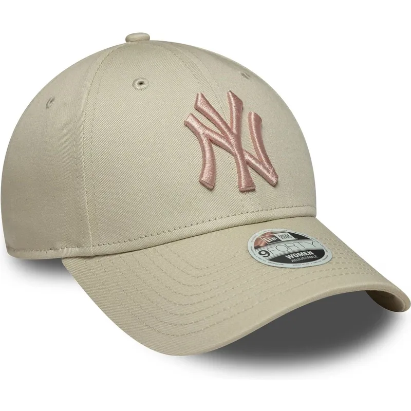 beige-gebogene-verstellbare-kappe-mit-rosa-logo-fur-damen-9forty-league-essential-der-new-york-yankees-mlb-von-new-era beige-gebogene-verstellbare-kappe-mit-rosa-logo-fur-damen-9forty-league-essential-der-new-york-yankees-mlb-von-new-era