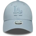 hellblaue-verstellbare-curved-cap-mit-blauem-logo-fur-damen-9forty-metallic-logo-der-los-angeles-dodgers-mlb-von-new-era