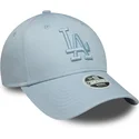 hellblaue-verstellbare-curved-cap-mit-blauem-logo-fur-damen-9forty-metallic-logo-der-los-angeles-dodgers-mlb-von-new-era