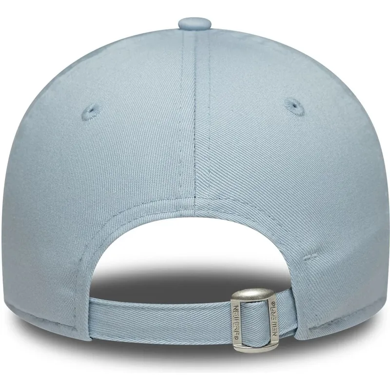 hellblaue-verstellbare-curved-cap-mit-blauem-logo-fur-damen-9forty-metallic-logo-der-los-angeles-dodgers-mlb-von-new-era