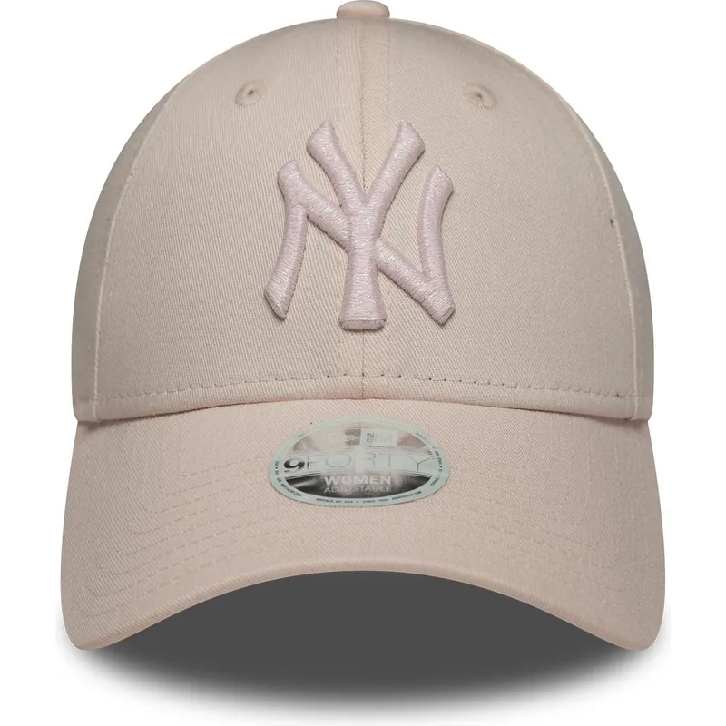 casquette-courbee-rose-ajustable-avec-logo-rose-pour-femme-9forty-metallic-logo-new-york-yankees-mlb-new-era