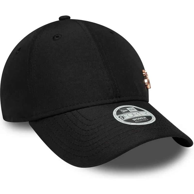 schwarze-gebogene-verstellbare-damenkappe-mit-bronze-logo-9forty-flawless-der-new-york-yankees-mlb-von-new-era