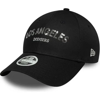 Mützen gebogen schwarz verstellbares band 9FORTY Sequin Wordmark der Los Angeles Dodgers MLB von New Era