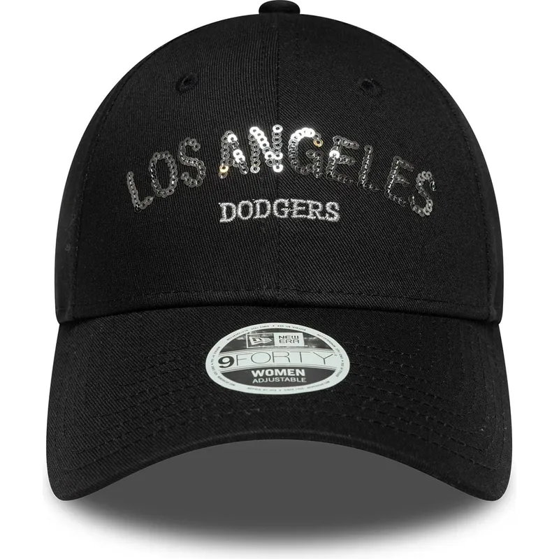 casquette-courbee-noire-ajustable-pour-femme-9forty-sequin-wordmark-los-angeles-dodgers-mlb-new-era