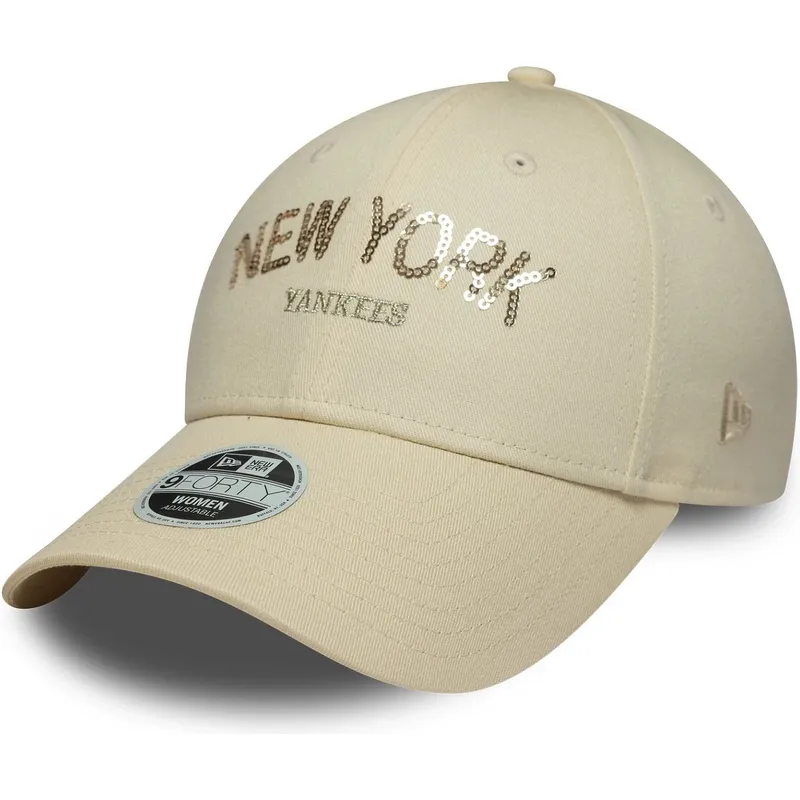 beige-verstellbare-curved-cap-fur-damen-9forty-sequin-wordmark-der-new-york-yankees-mlb-von-new-era beige-verstellbare-curved-cap-fur-damen-9forty-sequin-wordmark-der-new-york-yankees-mlb-von-new-era