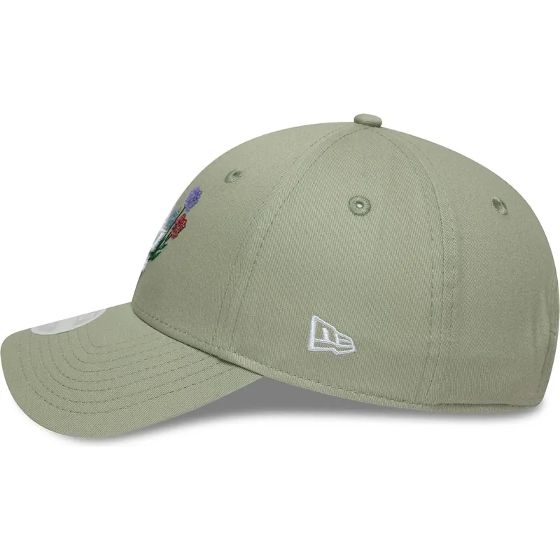 hellgrune-gebogene-verstellbare-damenkappe-9forty-floral-icon-der-los-angeles-dodgers-mlb-von-new-era