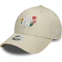 beige-verstellbare-curved-cap-fur-damen-9forty-floral-icon-der-new-york-yankees-mlb-von-new-era