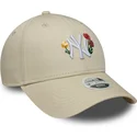 beige-verstellbare-curved-cap-fur-damen-9forty-floral-icon-der-new-york-yankees-mlb-von-new-era