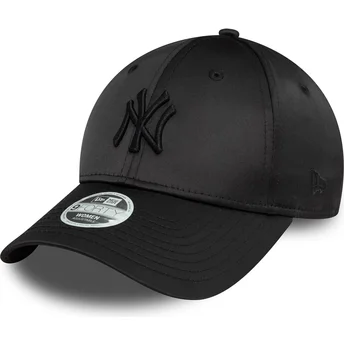 Mützen gebogen schwarz snapback 9FORTY Satin der New York Yankees MLB von New Era