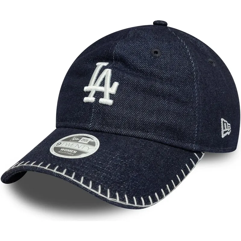casquette-courbee-bleue-marine-ajustable-pour-femme-9twenty-denim-stitch-los-angeles-dodgers-mlb-new-era