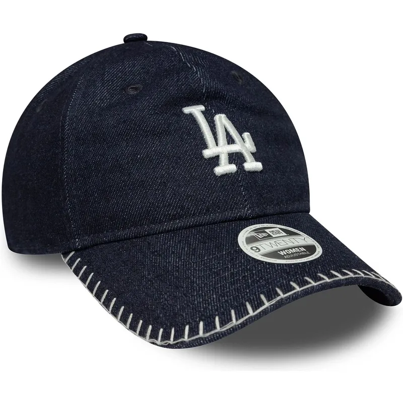casquette-courbee-bleue-marine-ajustable-pour-femme-9twenty-denim-stitch-los-angeles-dodgers-mlb-new-era