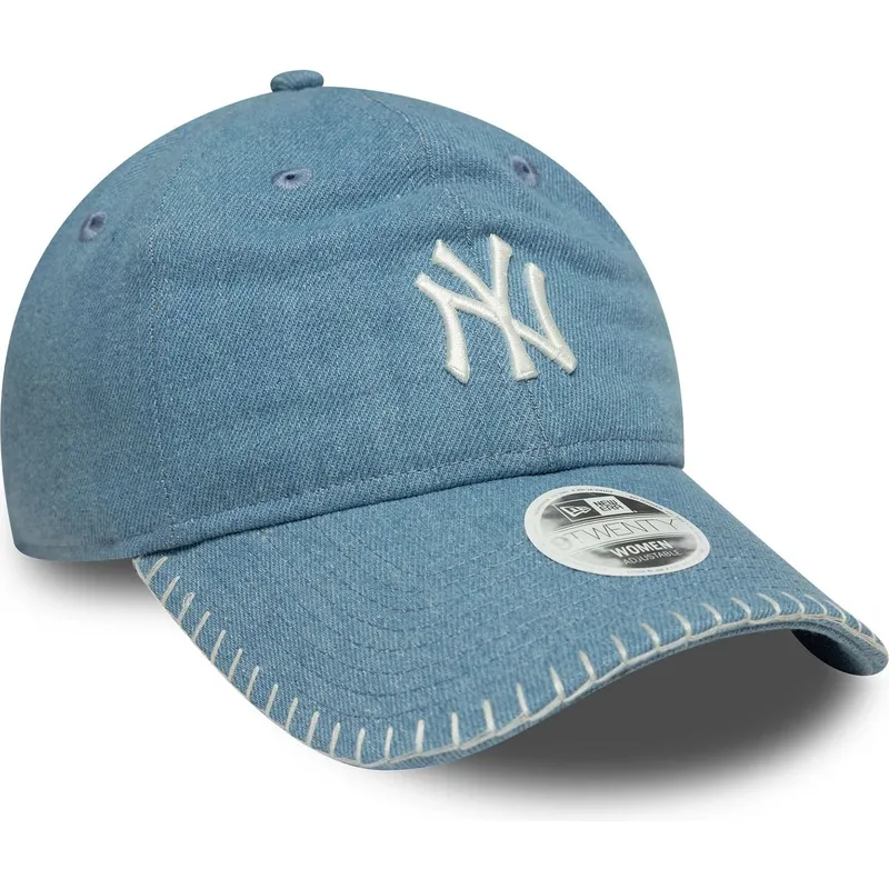 casquette-courbee-bleue-ajustable-pour-femme-9twenty-denim-stitch-new-york-yankees-mlb-new-era