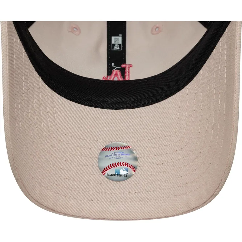 gebogene-rosa-verstellbare-damenkappe-9twenty-washed-mini-der-los-angeles-dodgers-mlb-von-new-era