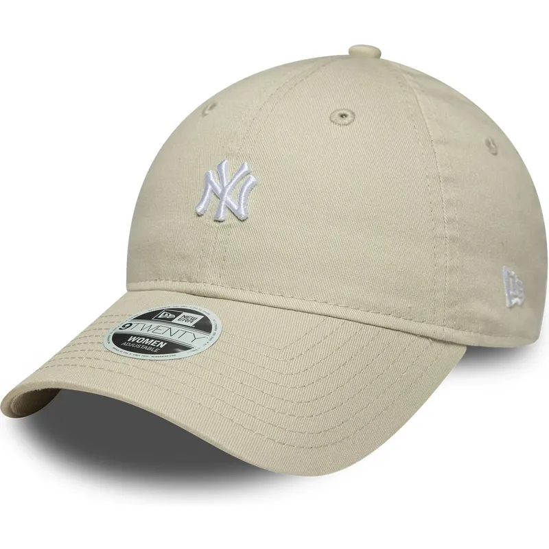 casquette-courbee-beige-ajustable-pour-femme-9twenty-washed-mini-new-york-yankees-mlb-new-era