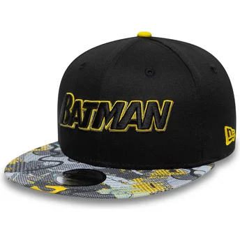 Casquette plate noire snapback pour enfant 9FIFTY Batman DC Comics New Era