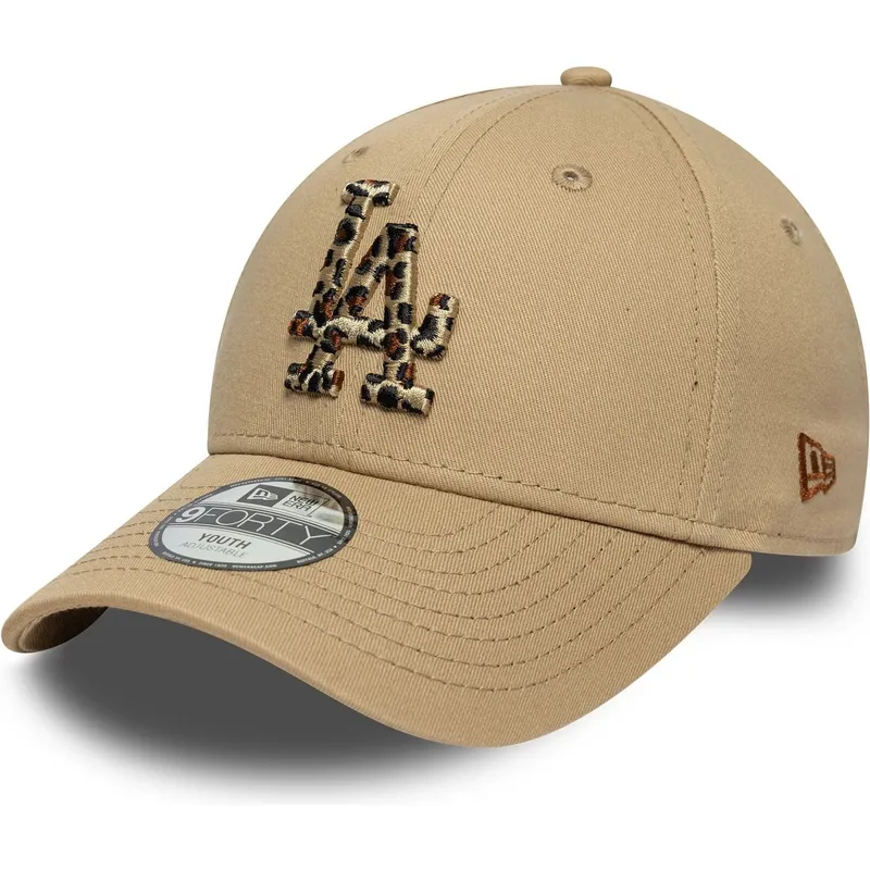 braune-gebogene-verstellbare-kinderkappe-9forty-animal-infill-der-los-angeles-dodgers-mlb-von-new-era