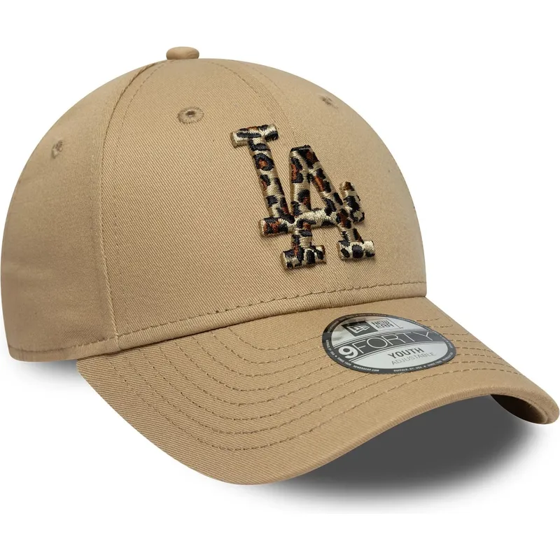 braune-gebogene-verstellbare-kinderkappe-9forty-animal-infill-der-los-angeles-dodgers-mlb-von-new-era