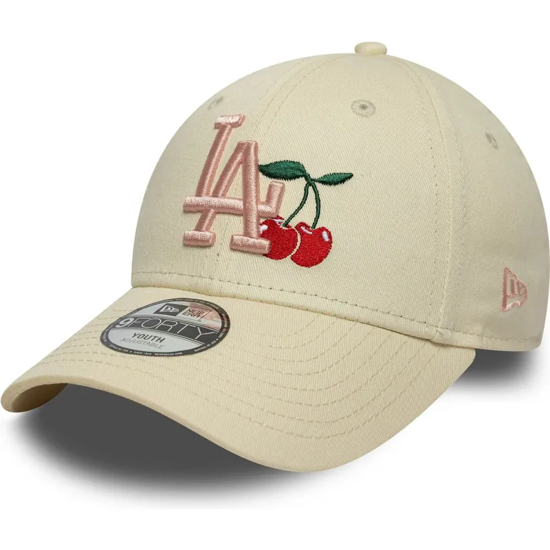 beige-gebogene-verstellbare-kappe-fur-kinder-9forty-fruit-icon-der-new-york-yankees-mlb-von-new-era