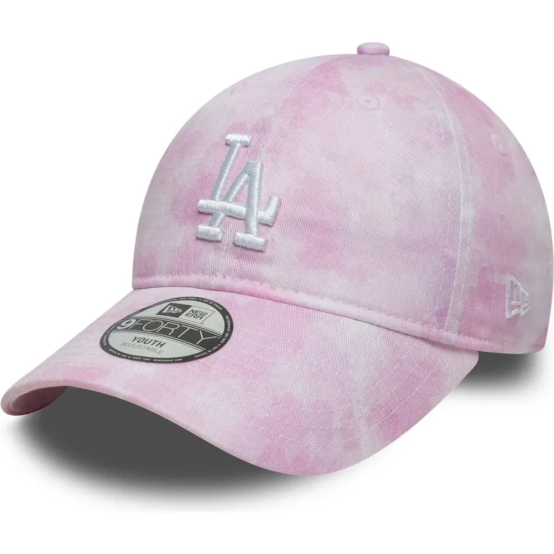gebogene-rosa-verstellbare-kappe-fur-kinder-9twenty-tie-dye-der-los-angeles-dodgers-mlb-von-new-era