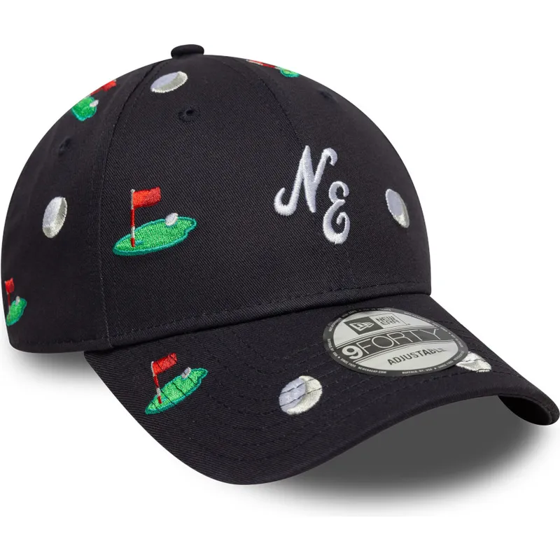 marineblaue-verstellbare-curved-cap-9forty-golf-all-over-print-von-new-era