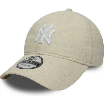 Mützen gebogen beige verstellbares band 9TWENTY Linen der New York Yankees MLB von New Era