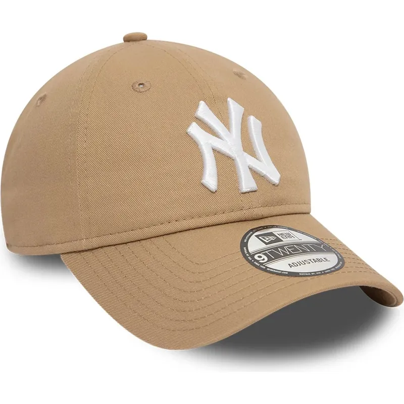 braune-verstellbare-curved-cap-9twenty-league-essential-der-new-york-yankees-mlb-von-new-era
