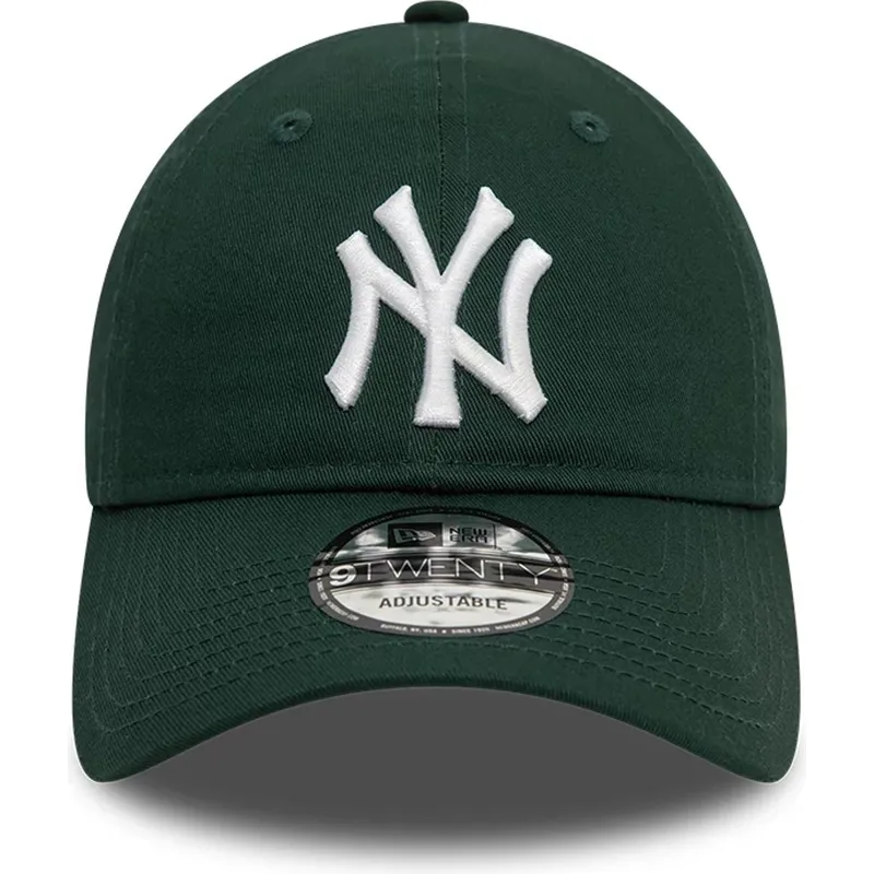 dunkelgrune-verstellbare-curved-cap-9twenty-league-essential-der-new-york-yankees-mlb-von-new-era