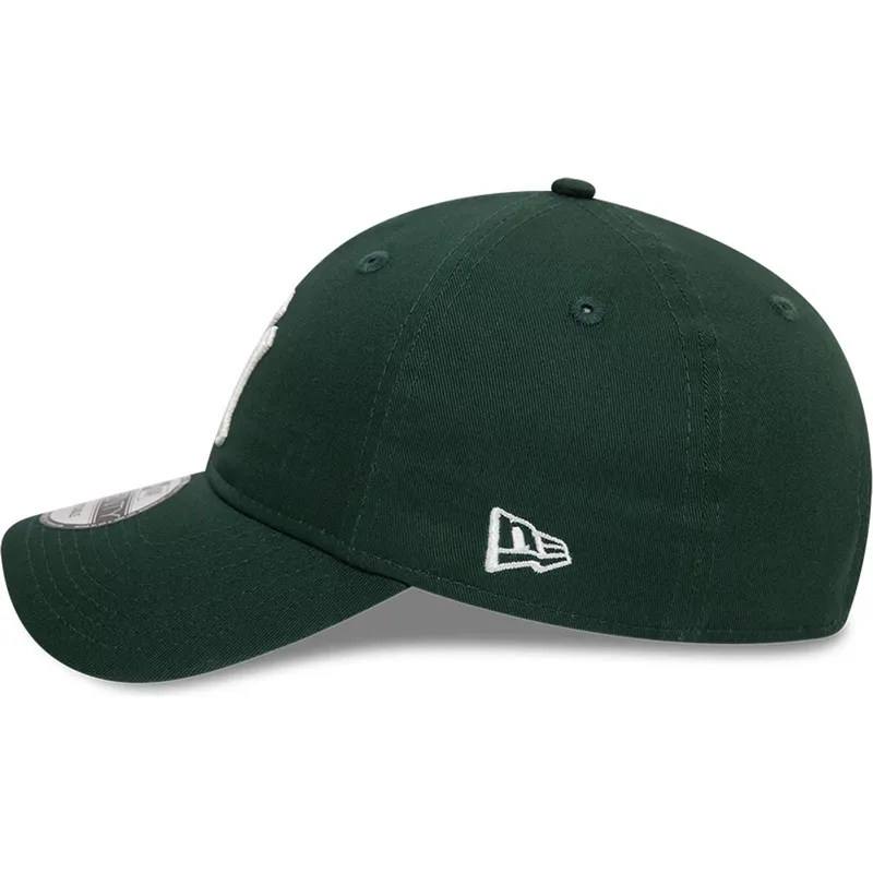 dunkelgrune-verstellbare-curved-cap-9twenty-league-essential-der-new-york-yankees-mlb-von-new-era