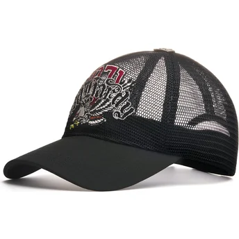 Mützen gebogen schwarz snapback 1971 Soaring Eagle Full Mesh von Ed Hardy