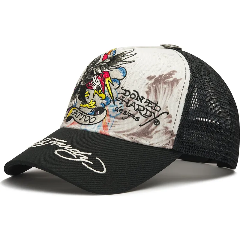 trucker-cap-weiss-und-schwarz-tattoo-eagle-graphic-von-ed-hardy trucker-cap-weiss-und-schwarz-tattoo-eagle-graphic-von-ed-hardy
