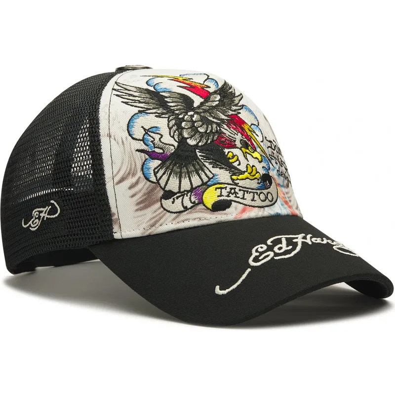 trucker-cap-weiss-und-schwarz-tattoo-eagle-graphic-von-ed-hardy trucker-cap-weiss-und-schwarz-tattoo-eagle-graphic-von-ed-hardy