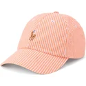orangefarbene-gebogene-verstellbare-stretch-seersucker-kappe-von-polo-ralph-lauren