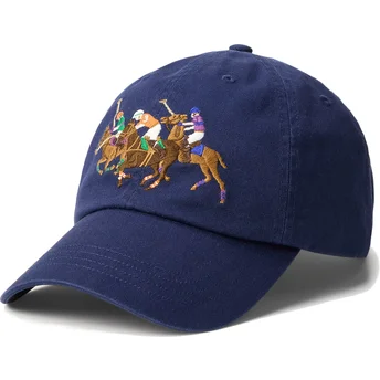 Mützen gebogen marineblau verstellbares band Twill Triple Pony von Polo Ralph Lauren