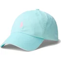 casquette-courbee-bleue-claire-ajustable-avec-logo-rose-cotton-chino-classic-sport-polo-ralph-lauren