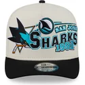 beige-und-schwarze-gebogene-snapback-kappe-9fifty-a-frame-classic-der-san-jose-sharks-nhl-von-new-era