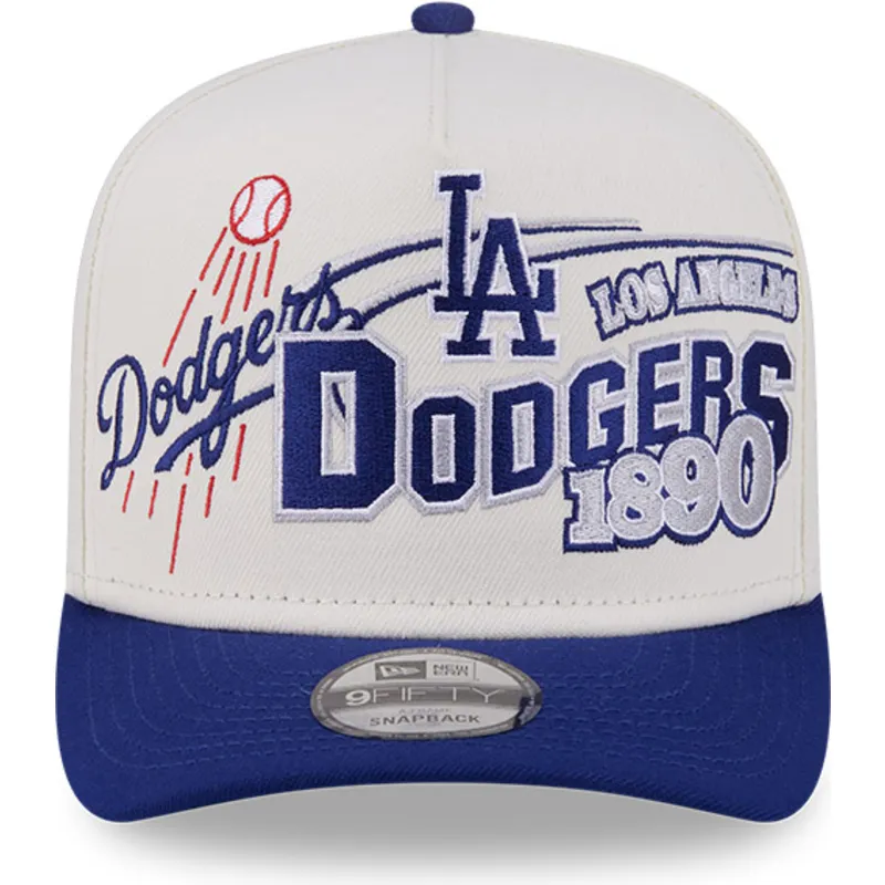 casquette-courbee-beige-et-bleue-snapback-9fifty-a-frame-classic-los-angeles-dodgers-mlb-new-era