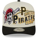 beige-und-schwarze-gebogene-snapback-kappe-9fifty-a-frame-classic-der-pittsburgh-pirates-mlb-von-new-era