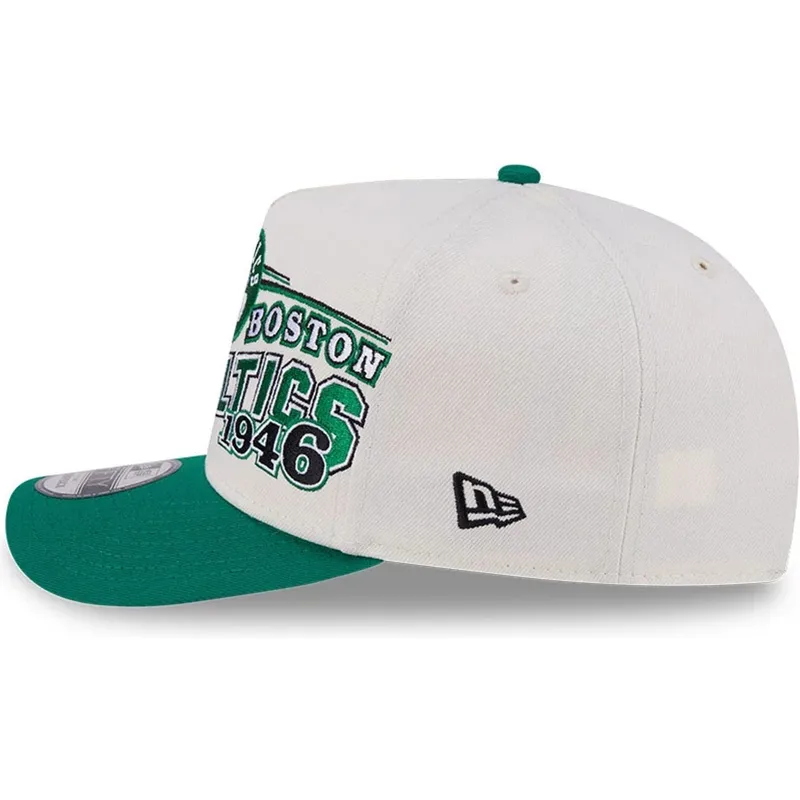 beige-und-grune-gebogene-snapback-kappe-9fifty-a-frame-classic-der-boston-celtics-nba-von-new-era