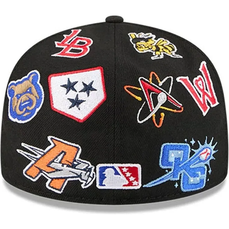 schwarze-enganliegende-59fifty-all-over-flat-cap-von-milb-von-new-era